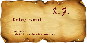Krieg Fanni névjegykártya